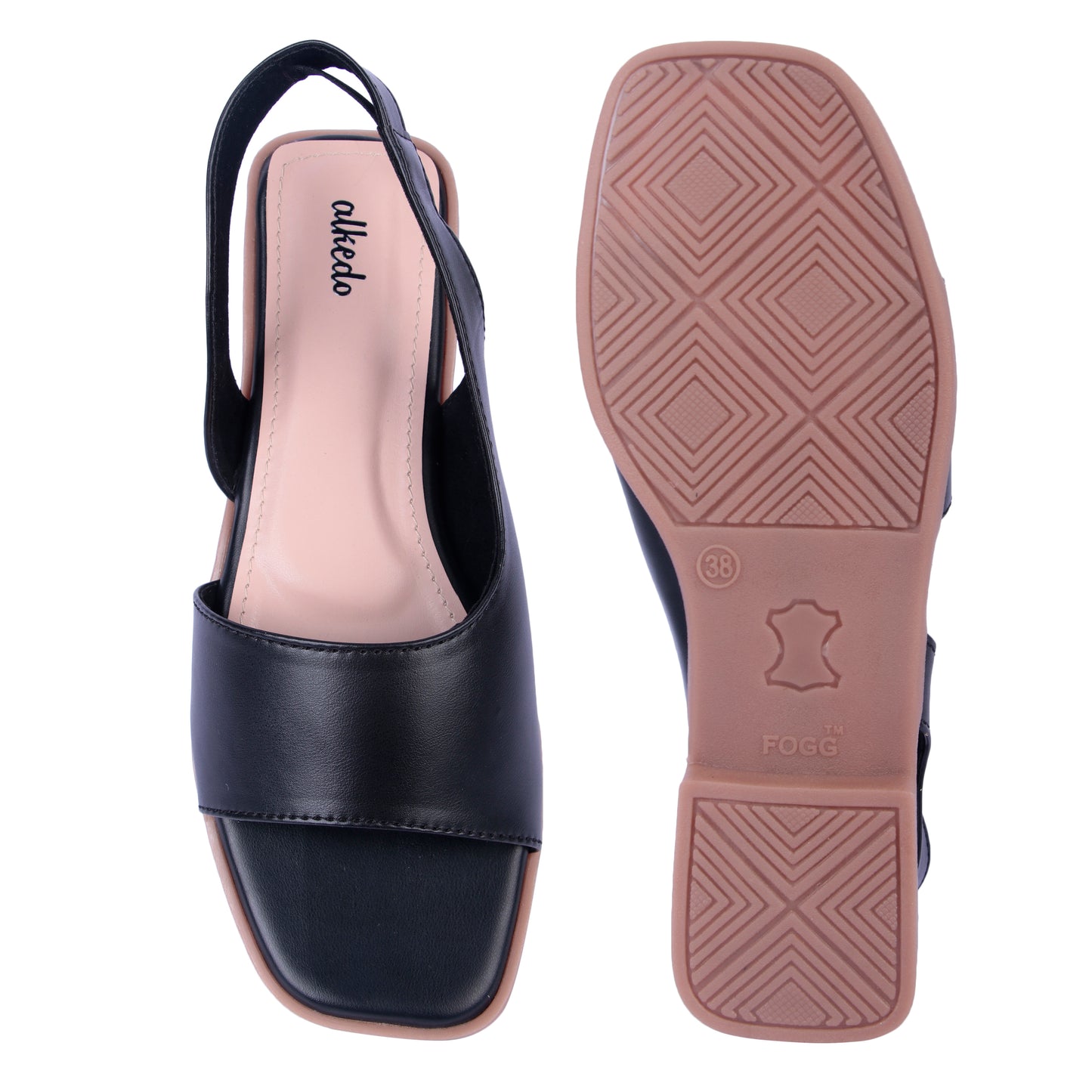 Alkedo Women’s Black Slingback Flats – Chic Open-Toe Comfort Sandals for Everyday Wear
