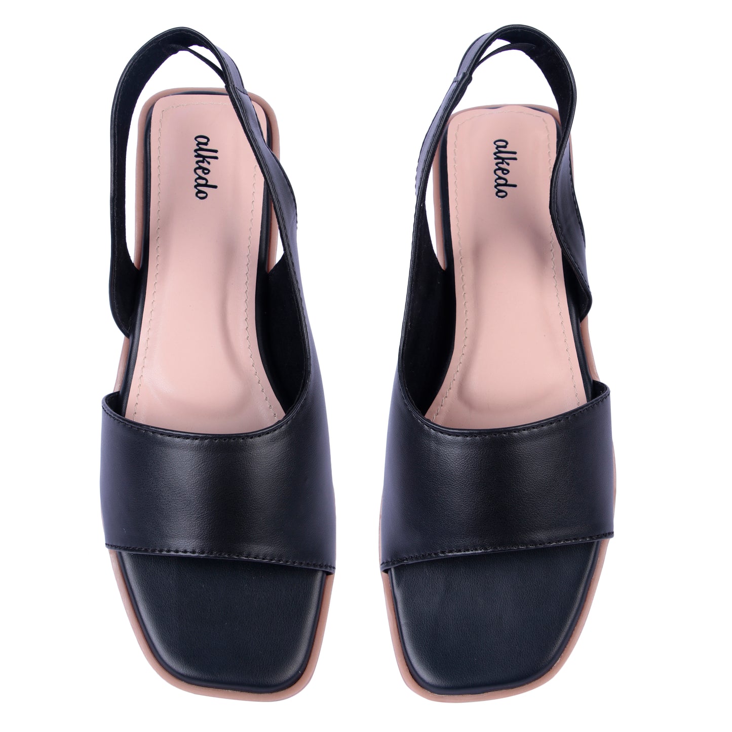 Alkedo Women’s Black Slingback Flats – Chic Open-Toe Comfort Sandals for Everyday Wear