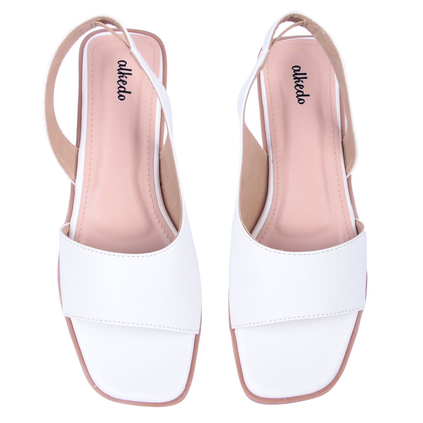 Alkedo Women’s White Slingback Flats – Minimalist Open-Toe Flats for Everyday Comfort