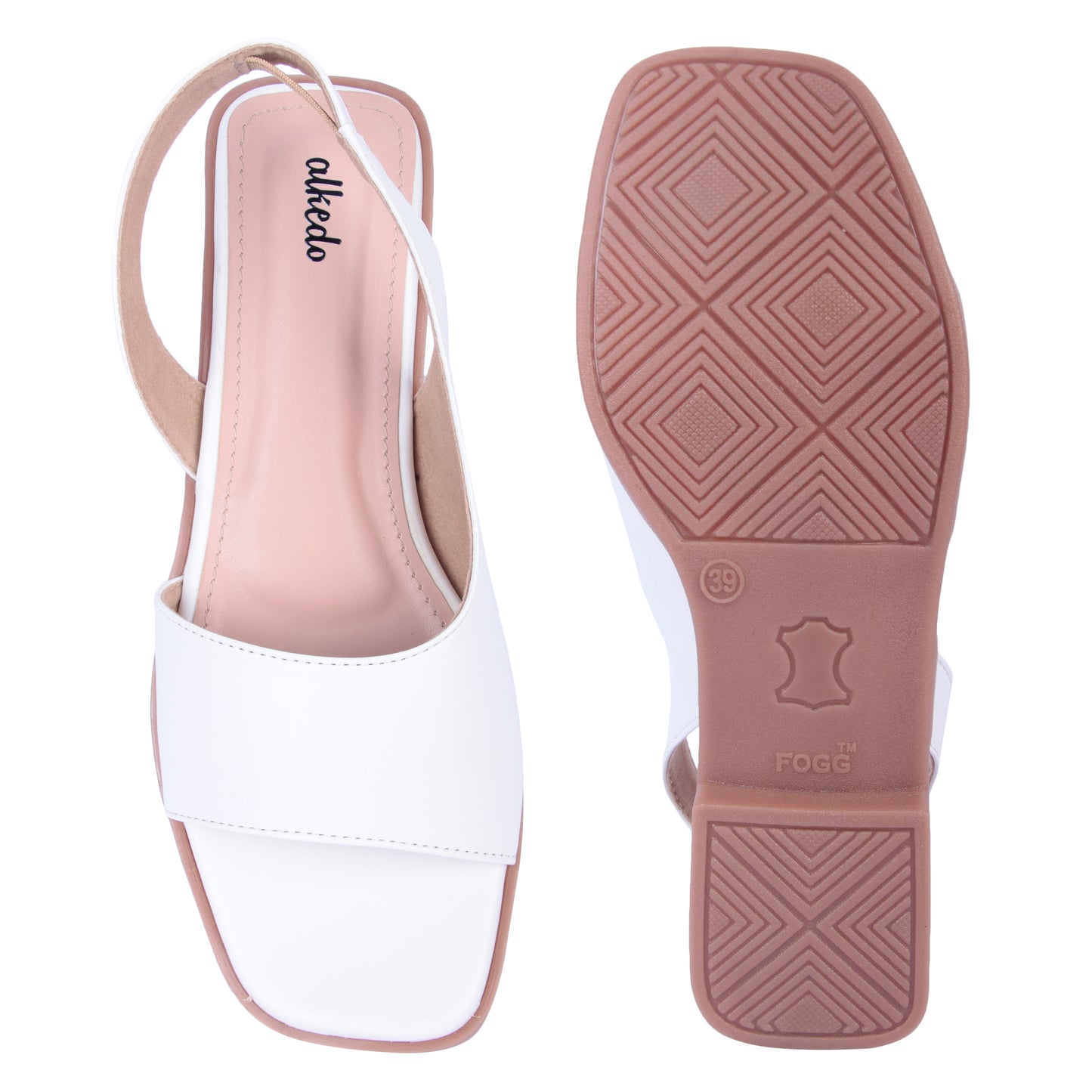 Alkedo Women’s White Slingback Flats – Minimalist Open-Toe Flats for Everyday Comfort