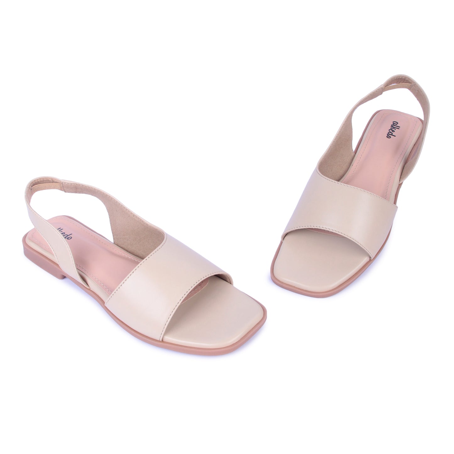 Alkedo Women’s Nude Slingback Flats – Soft Beige Open-Toe Sandals for Everyday Comfort