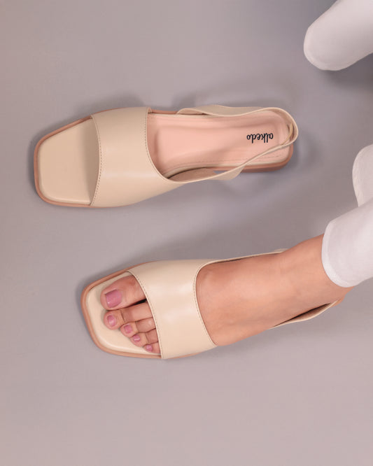 Alkedo Women’s Nude Slingback Flats – Soft Beige Open-Toe Sandals for Everyday Comfort