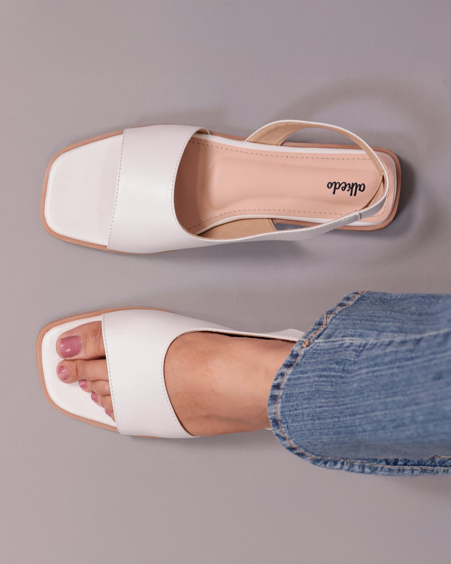 Alkedo Women’s White Slingback Flats – Minimalist Open-Toe Flats for Everyday Comfort