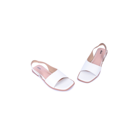 Alkedo Women’s White Slingback Flats – Minimalist Open-Toe Flats for Everyday Comfort